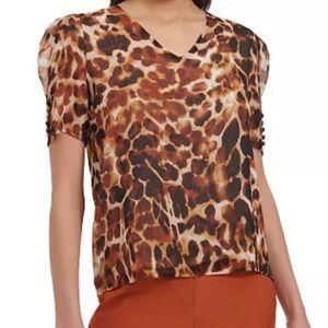 Leopard Print V-Neck Top